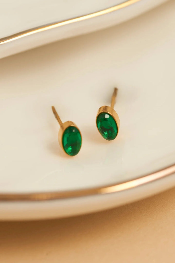 Narelle Waterproof Oval Gem Stud Earrings