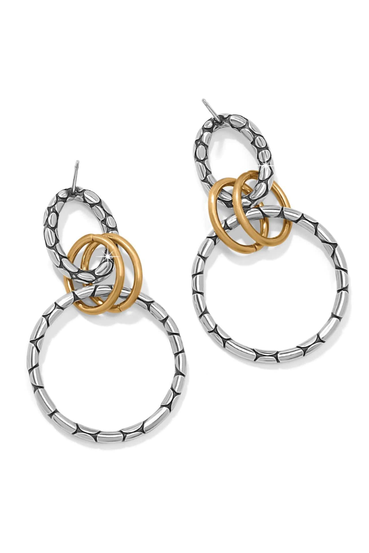 Brighton Pebble Link Two Tone Post Drop Earrings