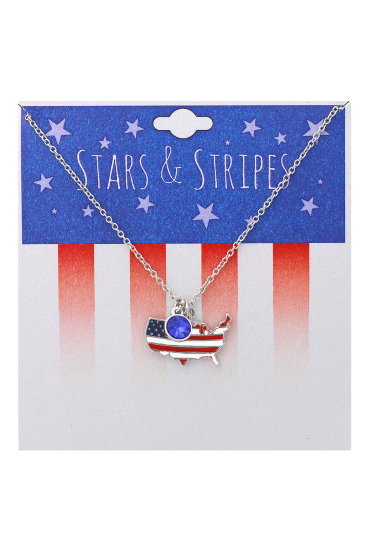 American Flag Map Necklace