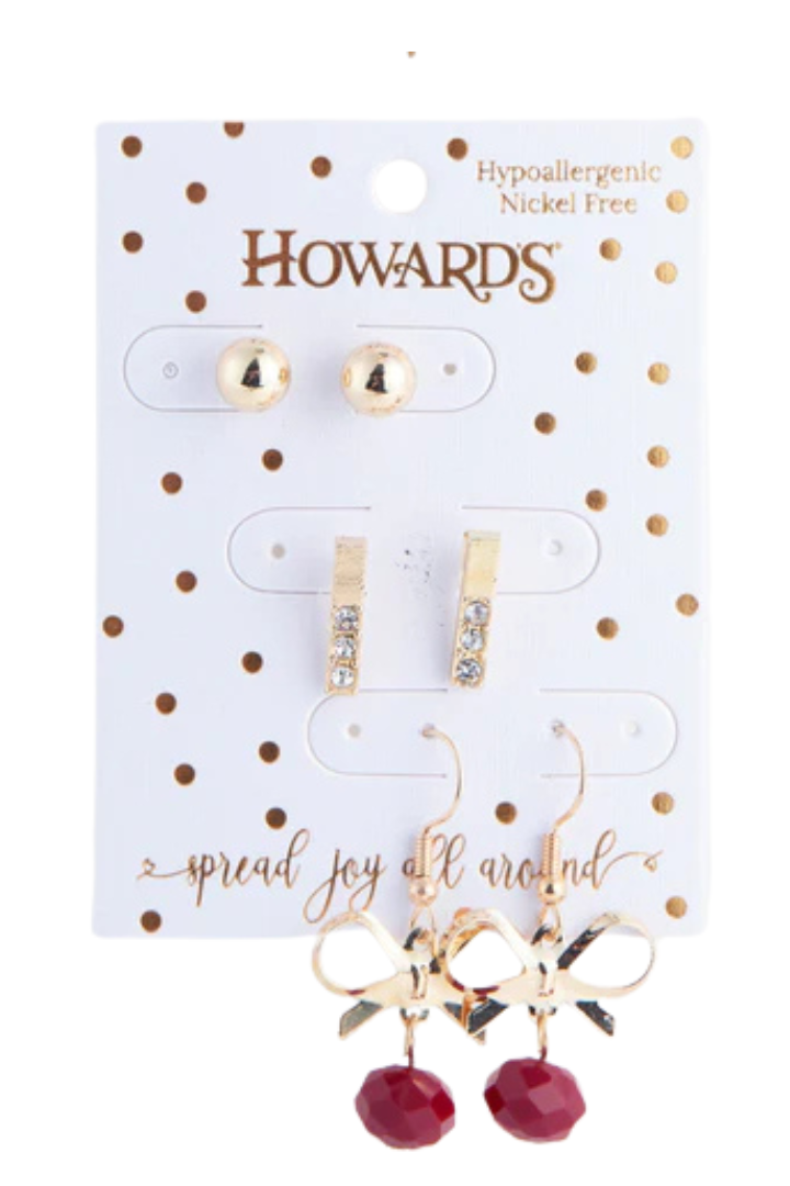 Holiday Gift Bow Earring Trio