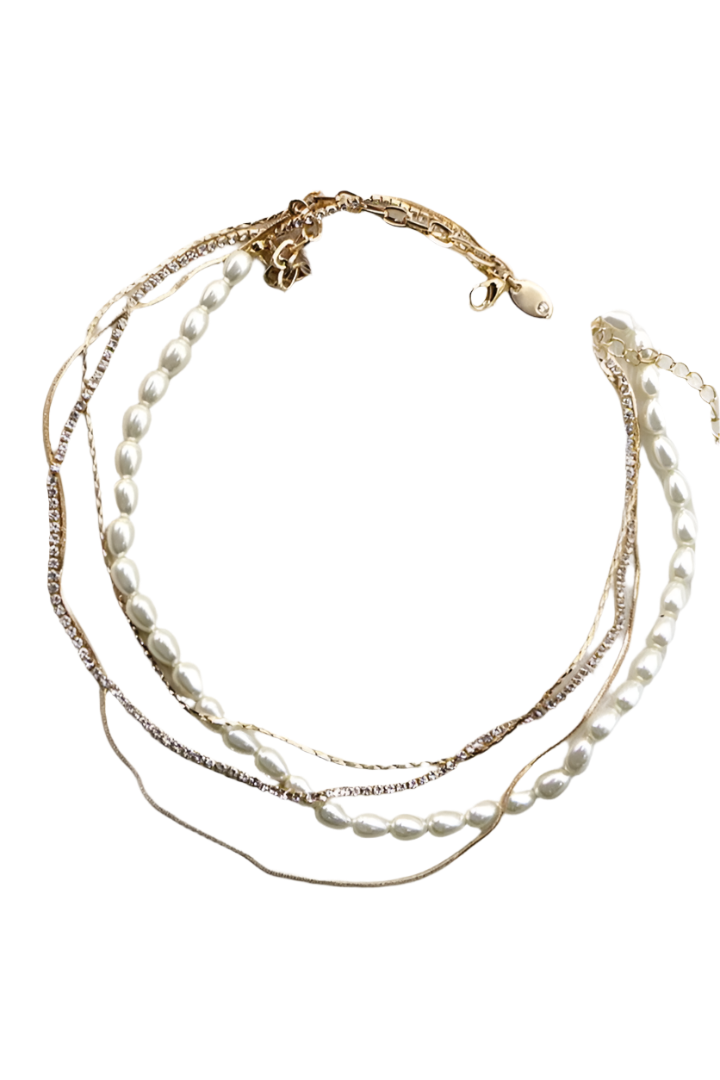Rhinestone Pearl Necklace