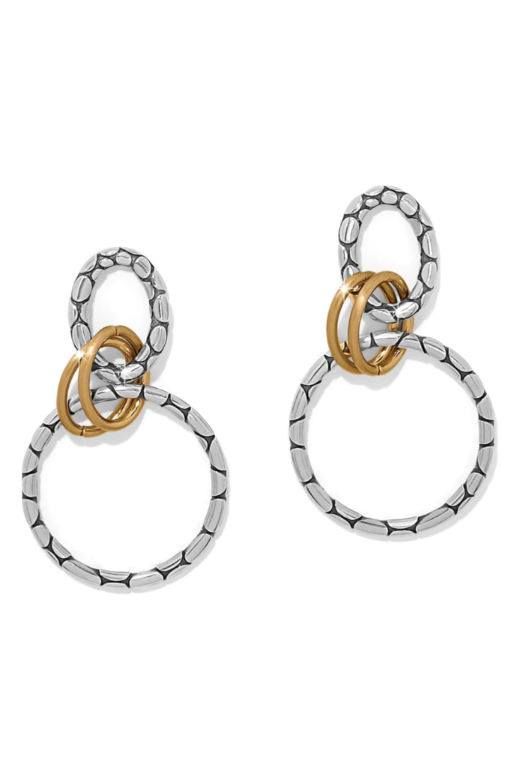 Brighton Pebble Link Two Tone Post Drop Earrings