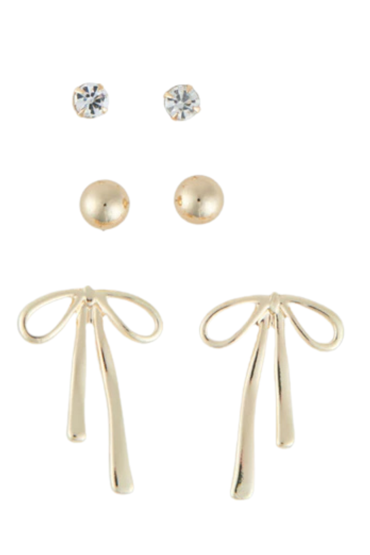 Holiday Gold Bow Earring Trio