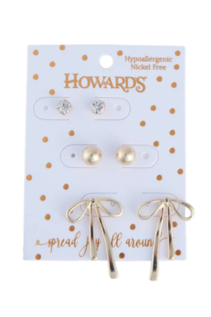 Holiday Gold Bow Earring Trio