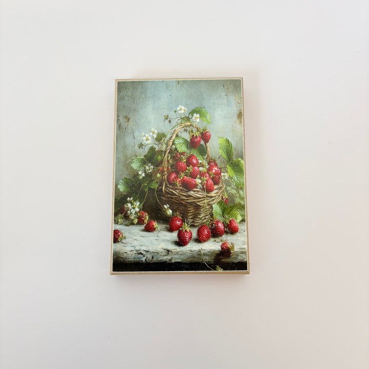Basket Of Strawberries Block Sign