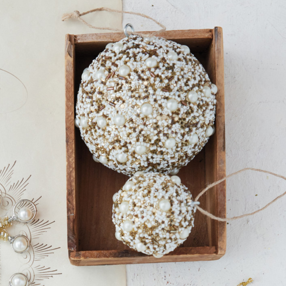 Beaded Pearl Ball Ornament