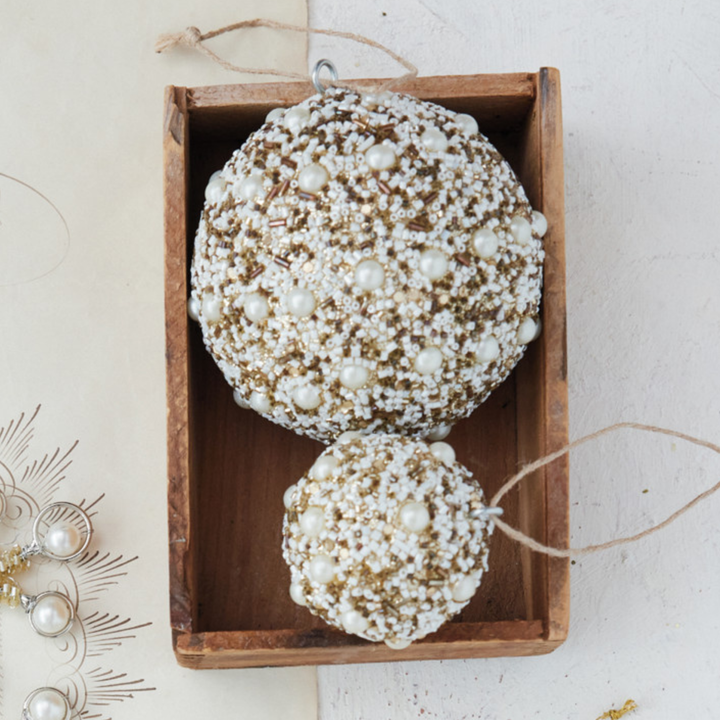 Beaded Pearl Ball Ornament