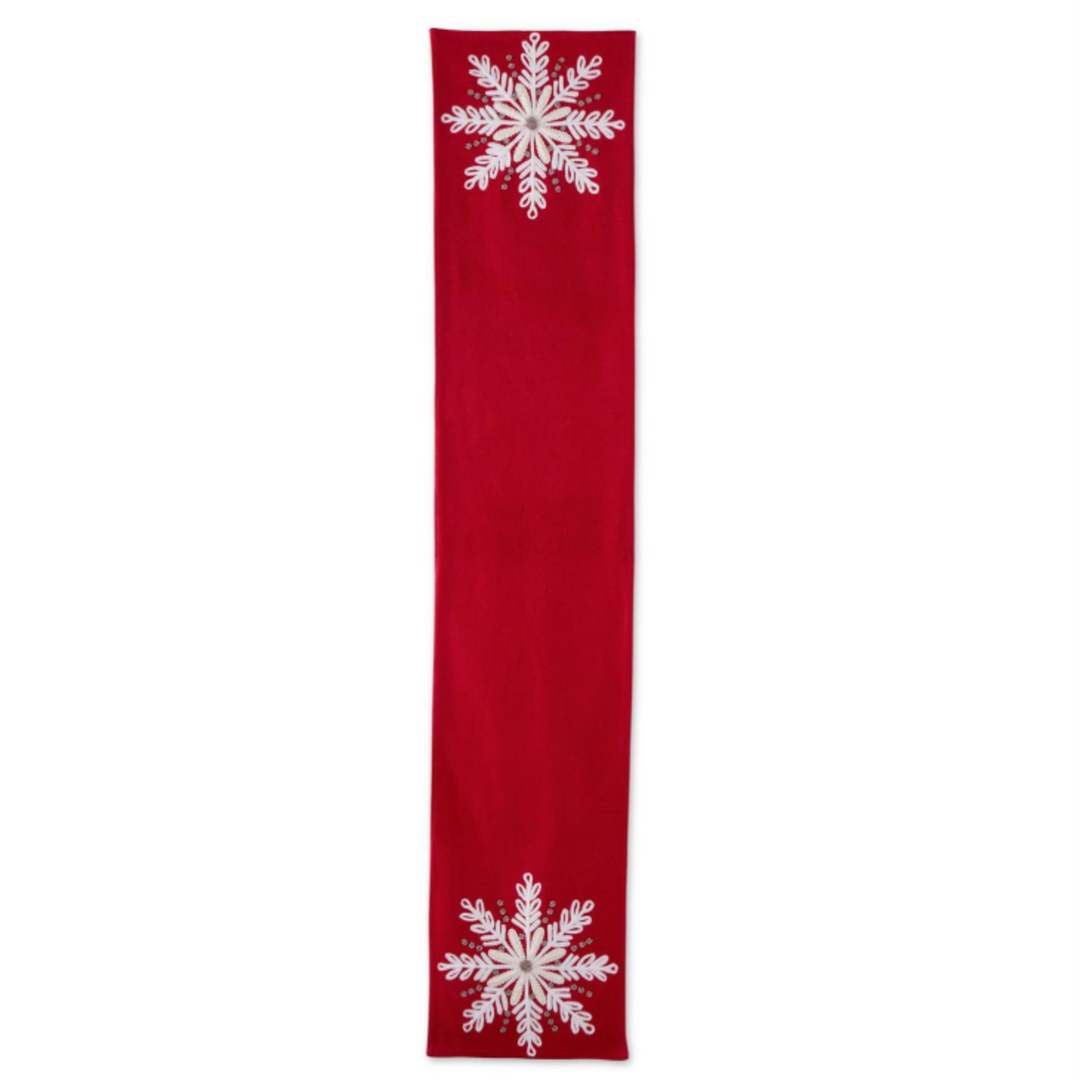 Beaded Snowflake Wool Table Runner