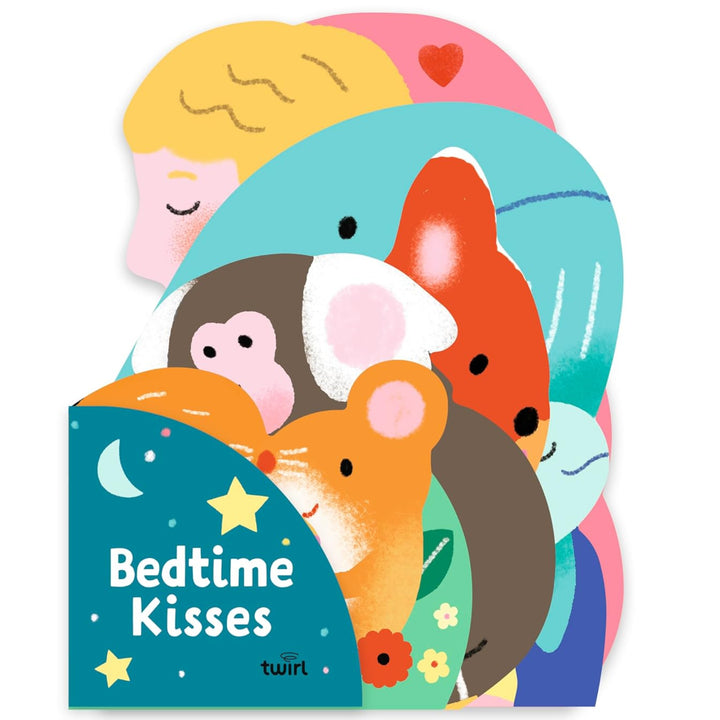 Children's book titled 'Bedtime Kisses' with animal illustrations on a white background