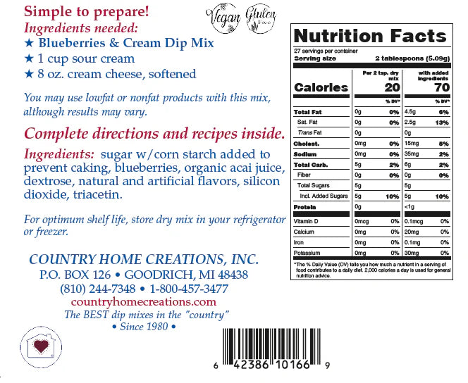Michigan Blueberries & Cream Dip Mix