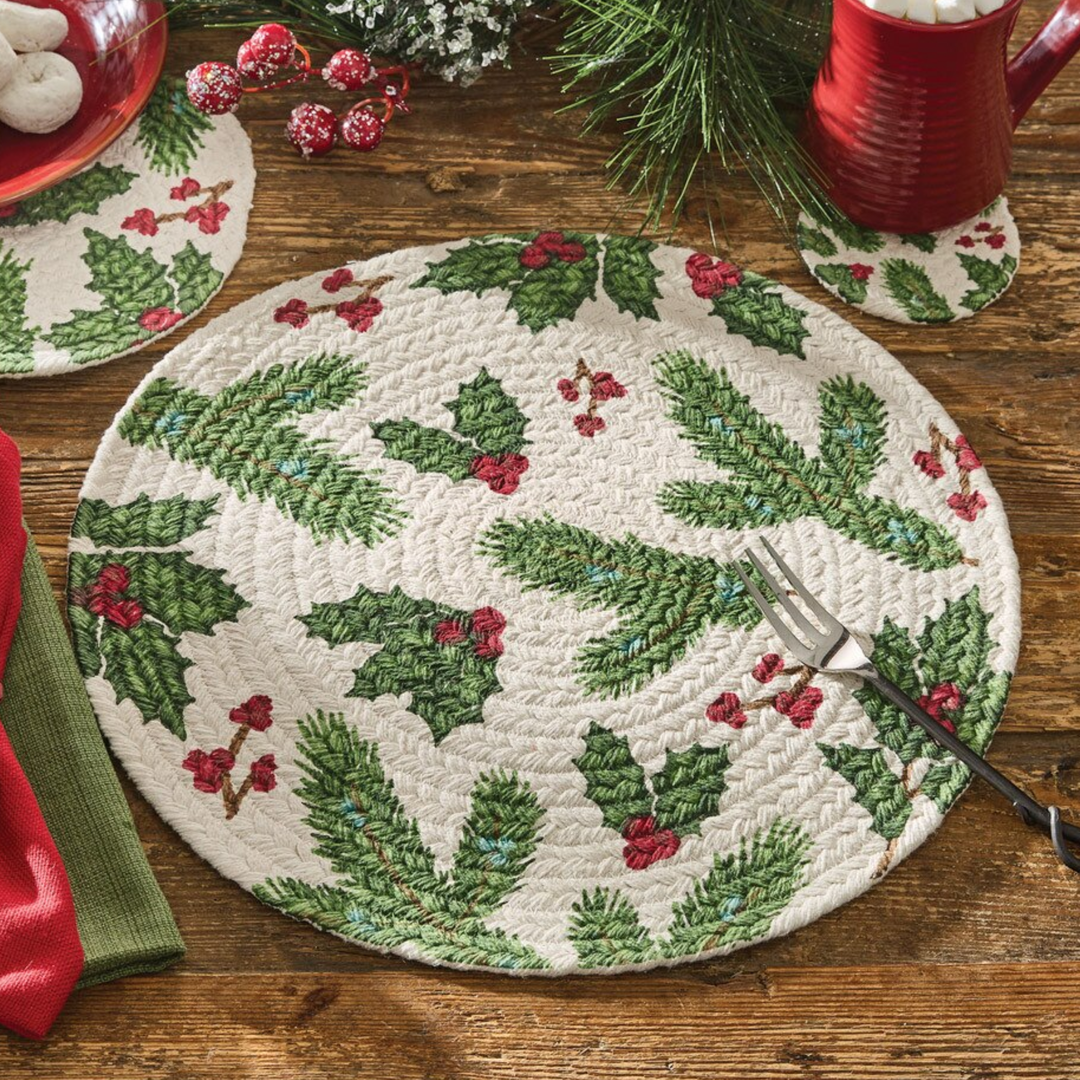 Boughs Of Holly Braided Placemat