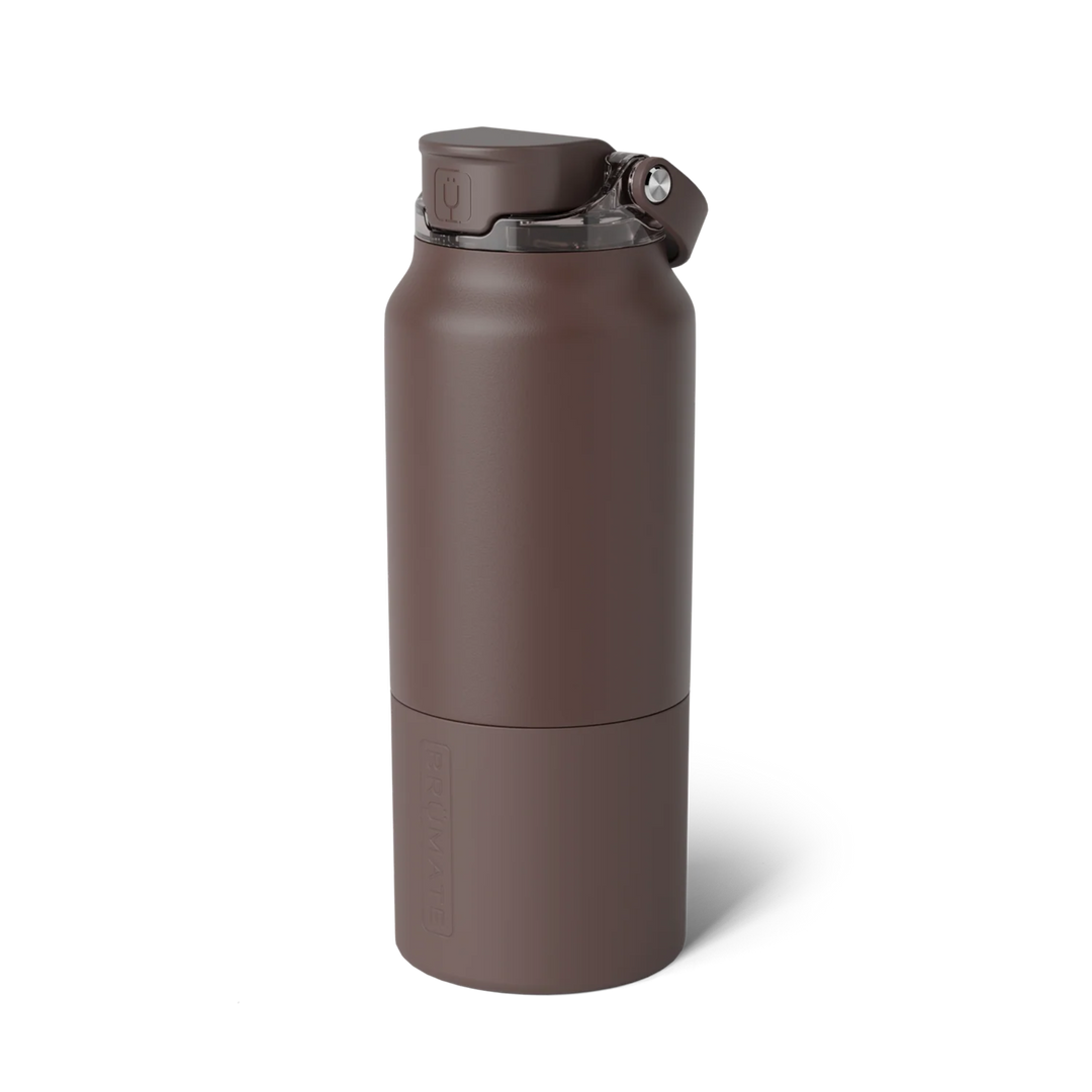 Brown insulated water bottle on a white background