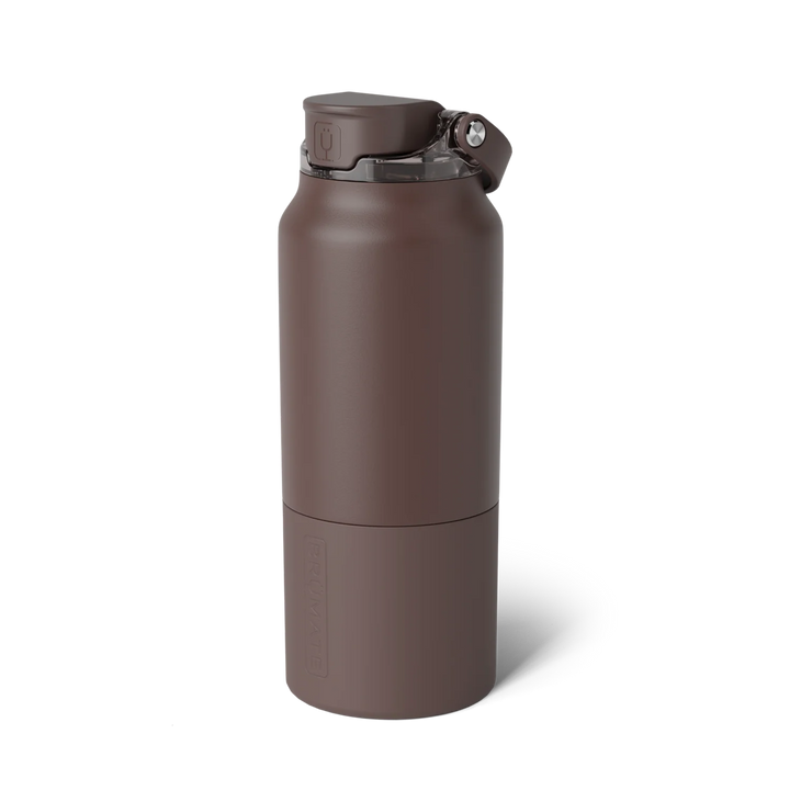 Brown insulated water bottle on a white background