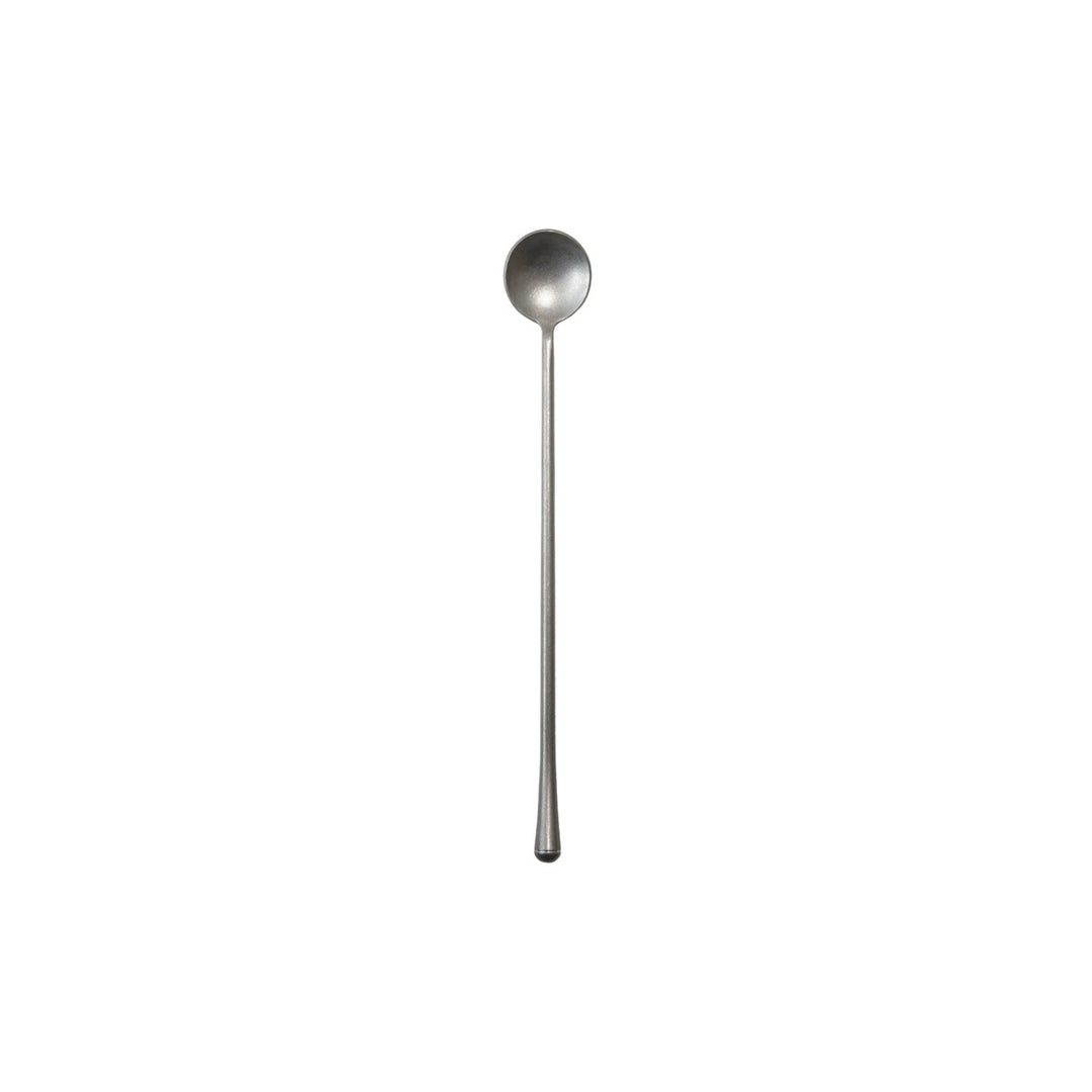 Stainless steel spoon on a white background