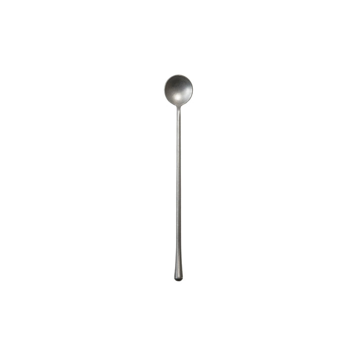 Stainless steel spoon on a white background
