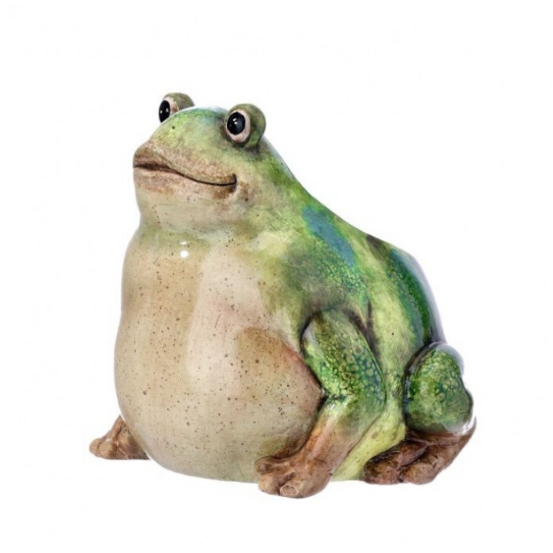 Frog figurine on a white background