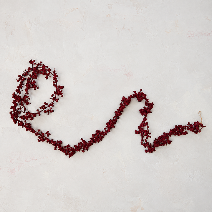 Burgundy Flocked Ball Garland