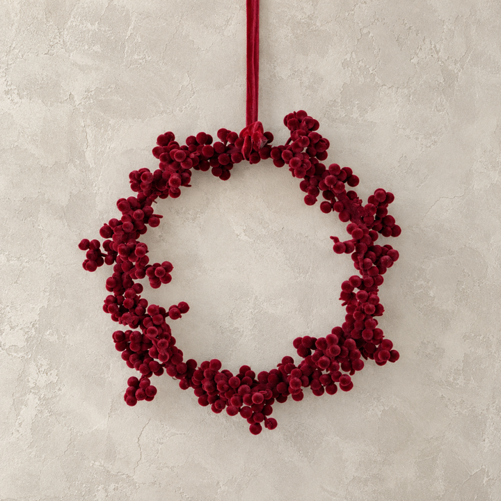 Burgundy Flocked Ball Wreath