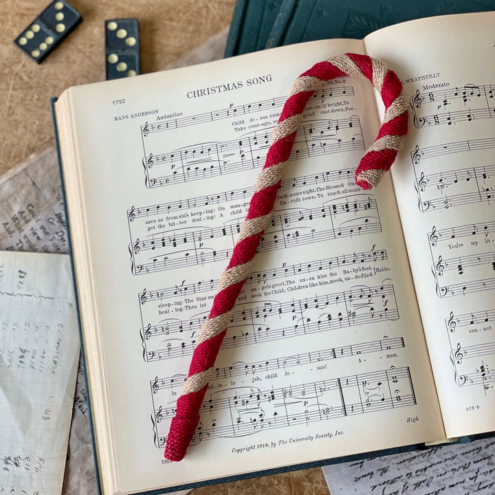 Burlap Wrapped Candy Cane 