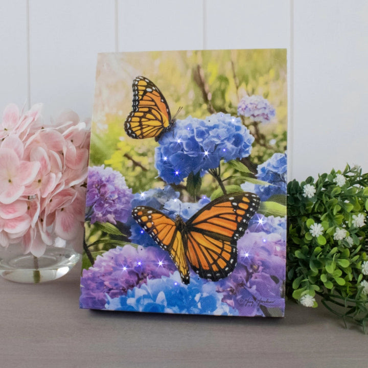 Butterflies & Hydrangeas Mini Lighted Canvas