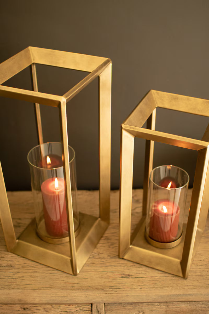 Gold Open Frame Hurricane Lantern