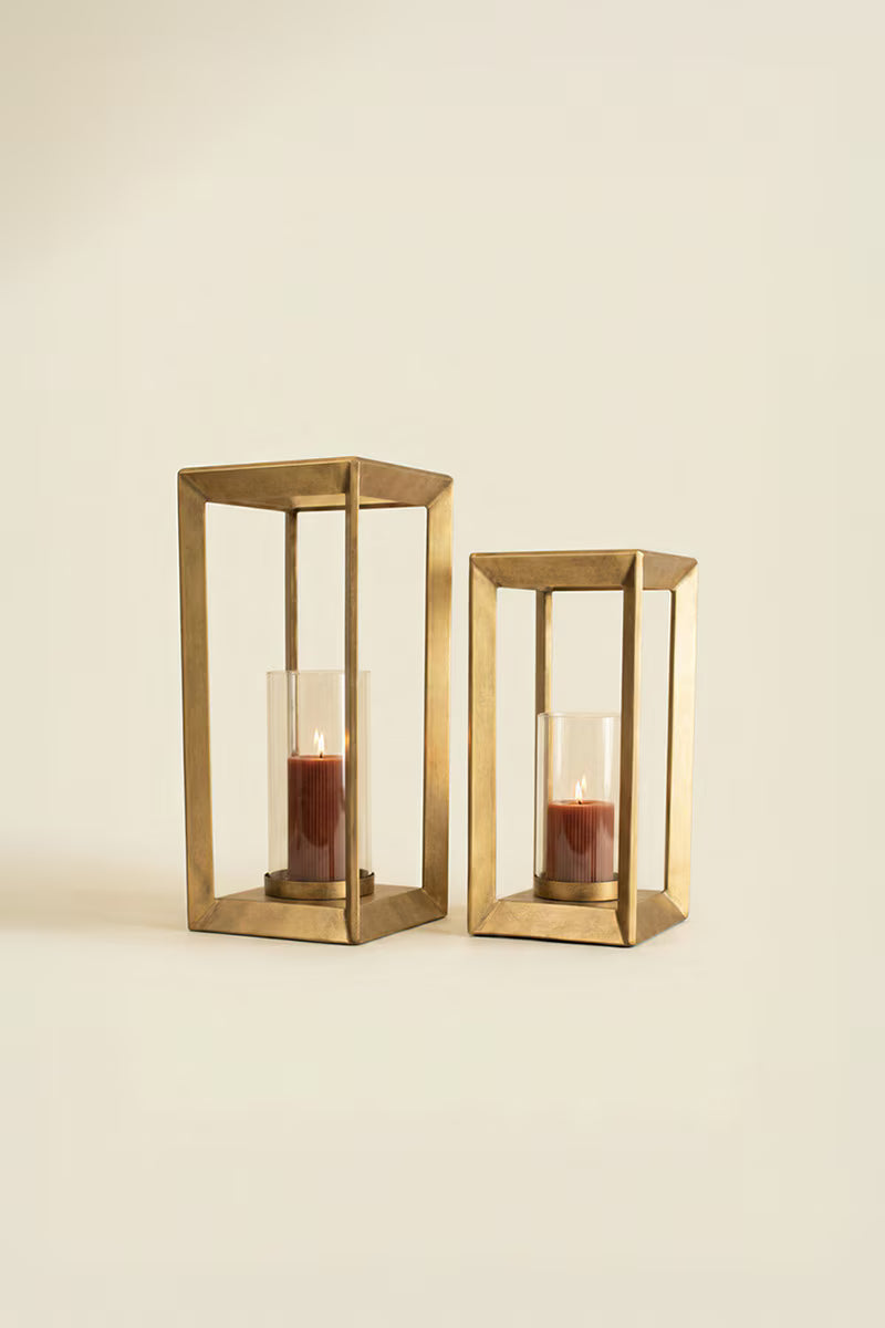 Gold Open Frame Hurricane Lantern