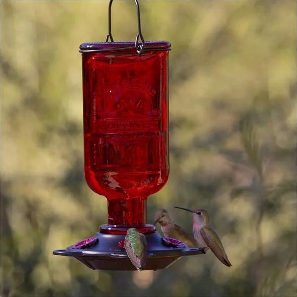 Vintage Elixir Glass Hummingbird Feeder