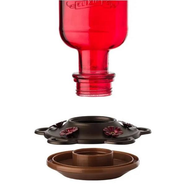 Vintage Elixir Glass Hummingbird Feeder