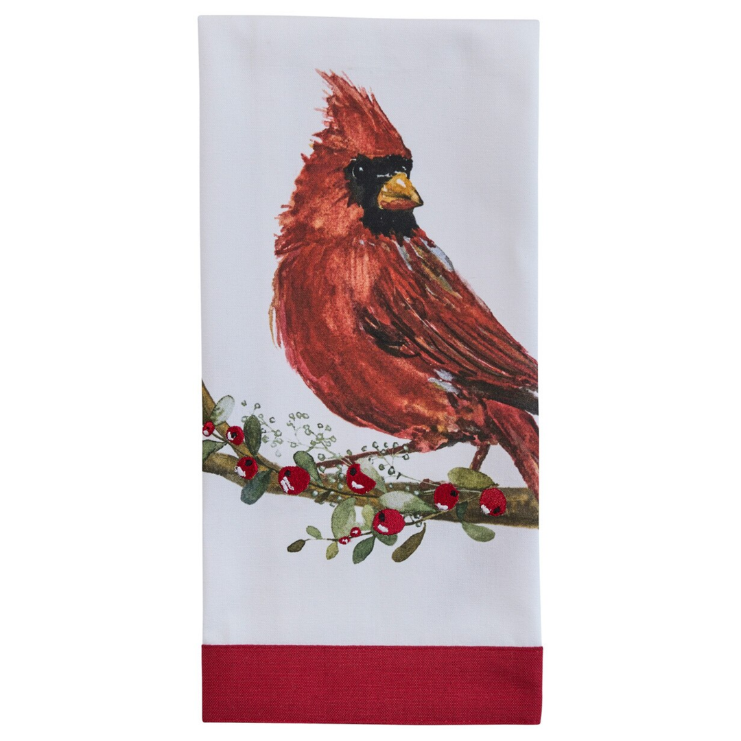 Cardinal & Berry Branch Dishtowel