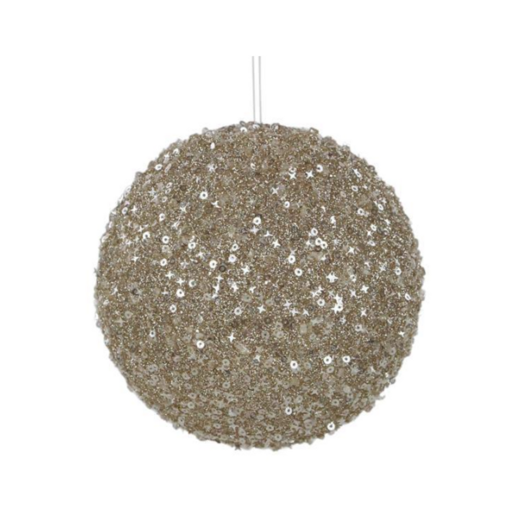 Champagne Glittered Ball Ornament 