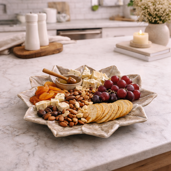 Tan Flower Accent Plate