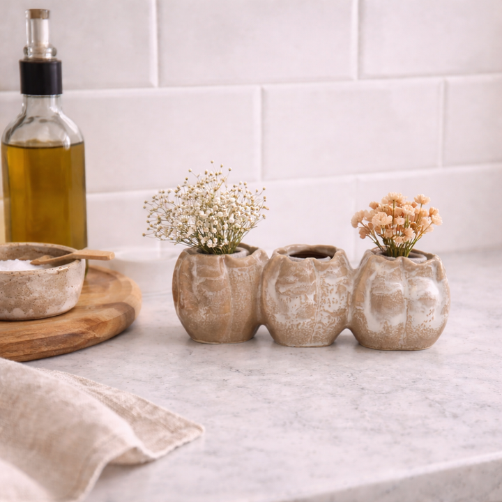 Tan Reactive Glaze Pod Vase