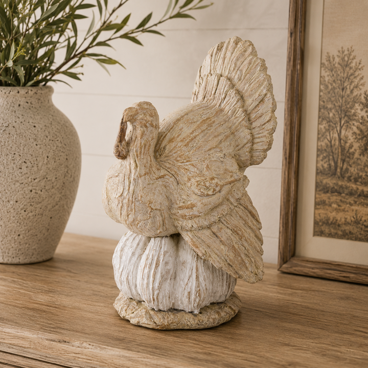 Cream Pumpkin Turkey Figurine