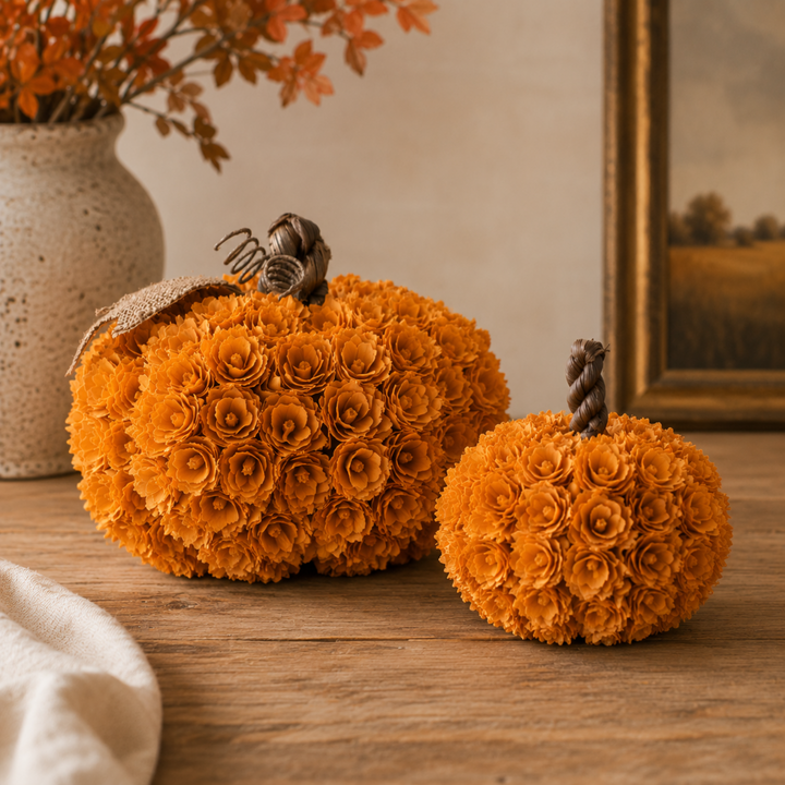 Orange Shaved Wood Pumpkin