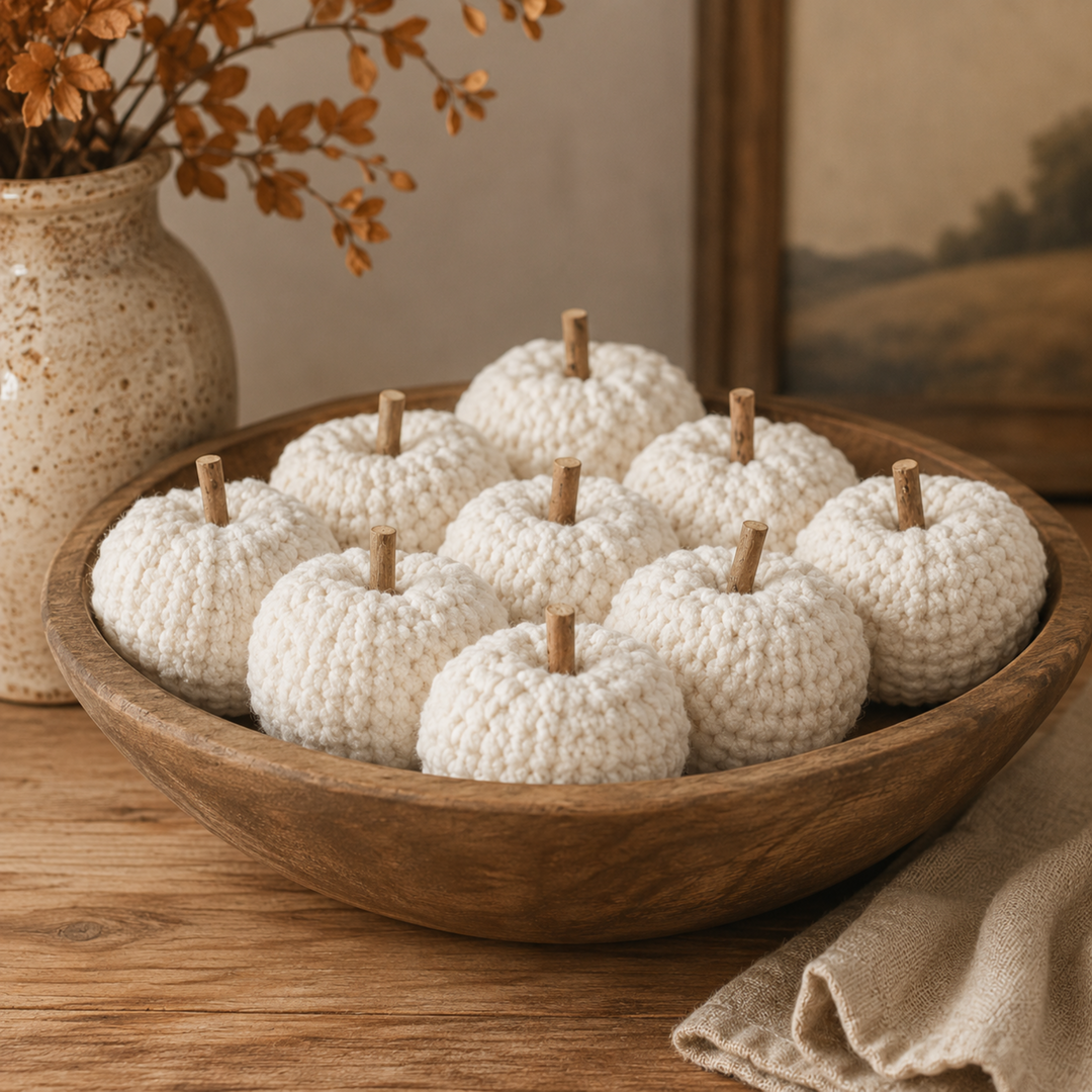 Cream Knit Mini Pumpkin