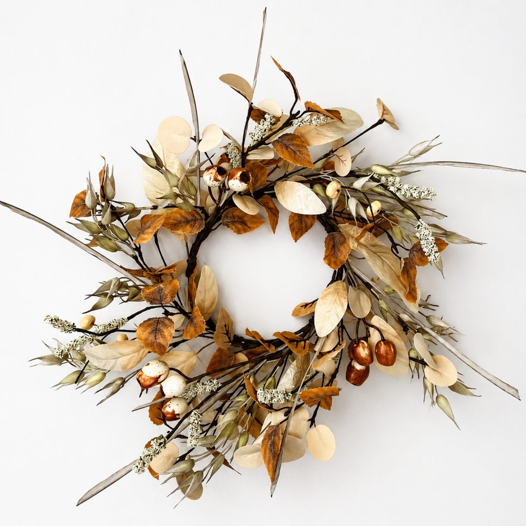 Cream Bay Leaf Candle Ring