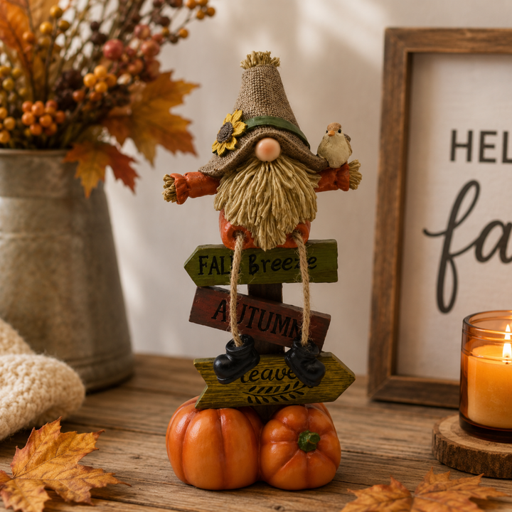 Harvest Gnome Scarecrow Figurine