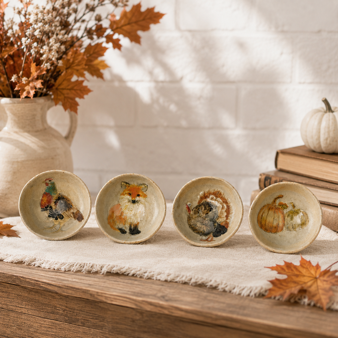 Hand Painted Autumnal Trinket Dish