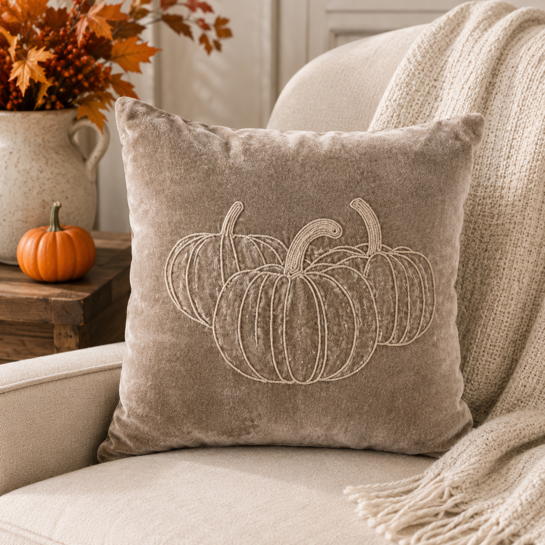 Cozy Beaded Pumpkin Pillow