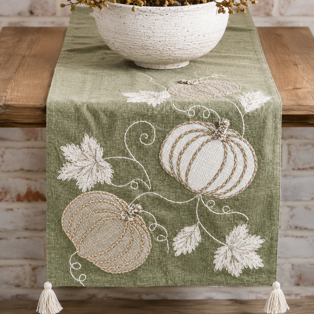 Sage Pumpkin Garden Table Runner