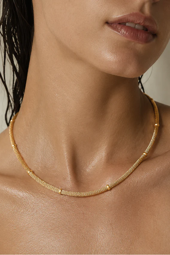 Ellie Vail Cosette Beaded Round Mesh Chain Necklace