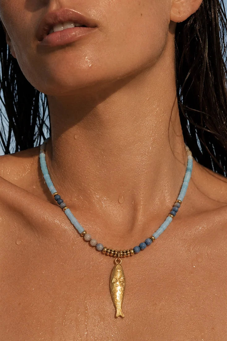 Ellie Vail Akira Beaded Fish Pendant Necklace