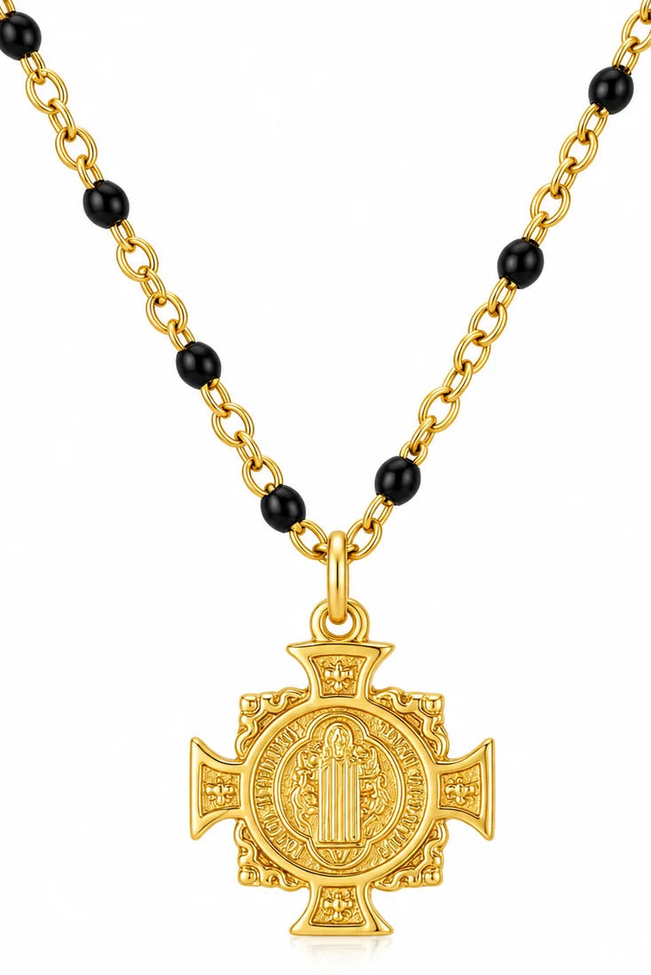Ellie Vail Zayla Cross Pendant Enamel Beaded Necklace