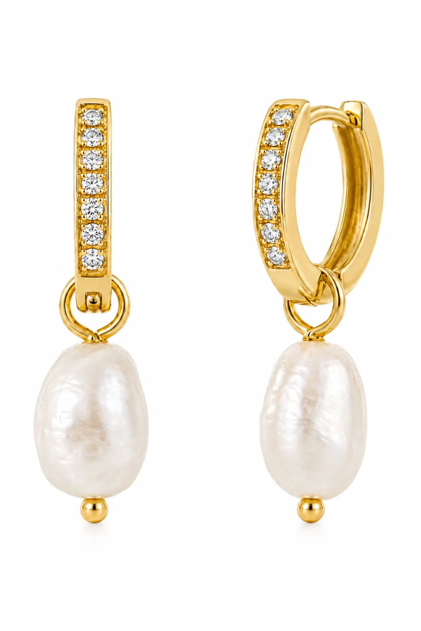 Ellie Vail Georgie Huggie Hoop Pearl Earrings
