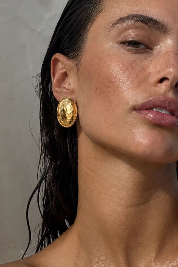 Ellie Vail Ira Hammered Oval Earring
