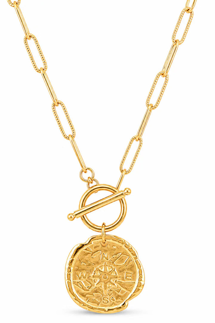 Ellie Vail Asher Compass Pendant Toggle Chain Necklace