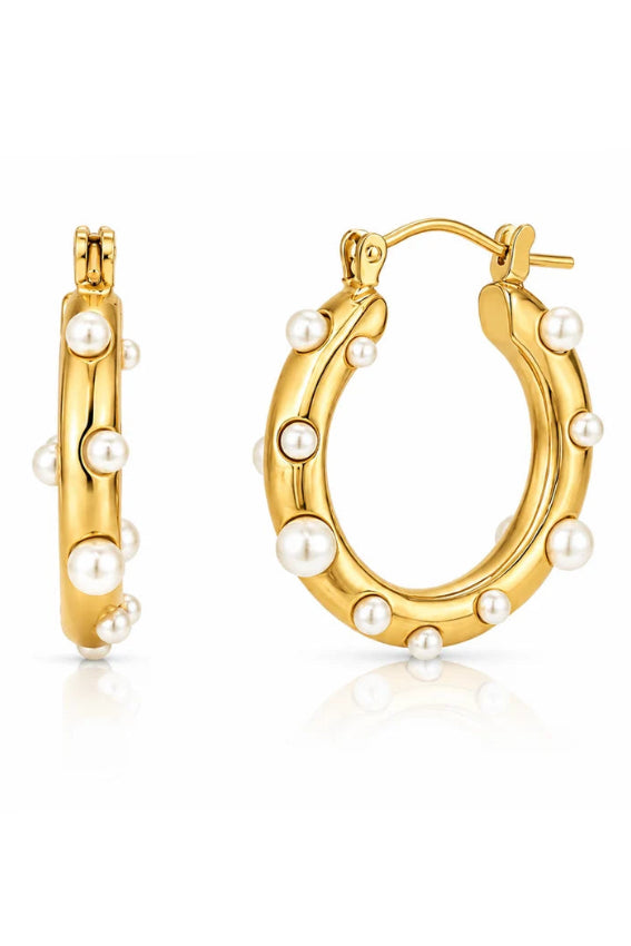 Ellie Vail Nicoletta Pearl Hoop Earrings