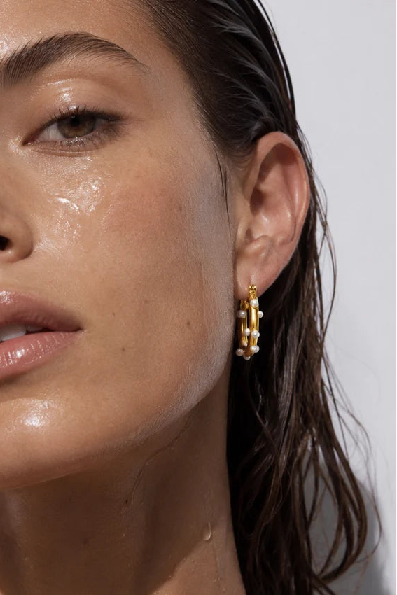 Ellie Vail Nicoletta Pearl Hoop Earrings