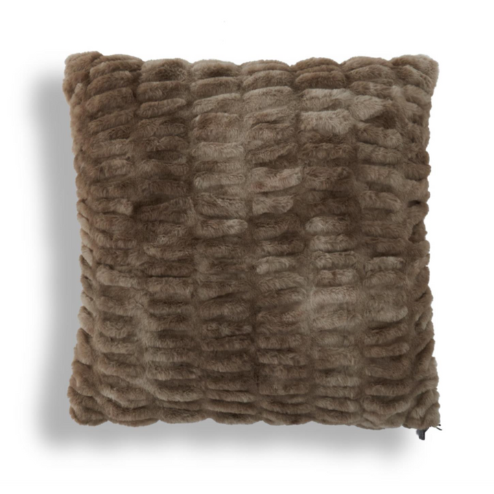 Coffee Ribbed Faux Fur Pillow
