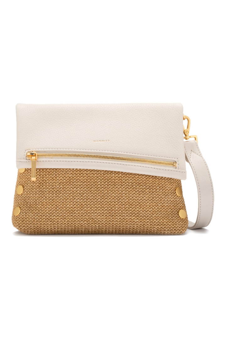 Hammitt Vip Med - Calla Lily White Raffia/Brushed Gold